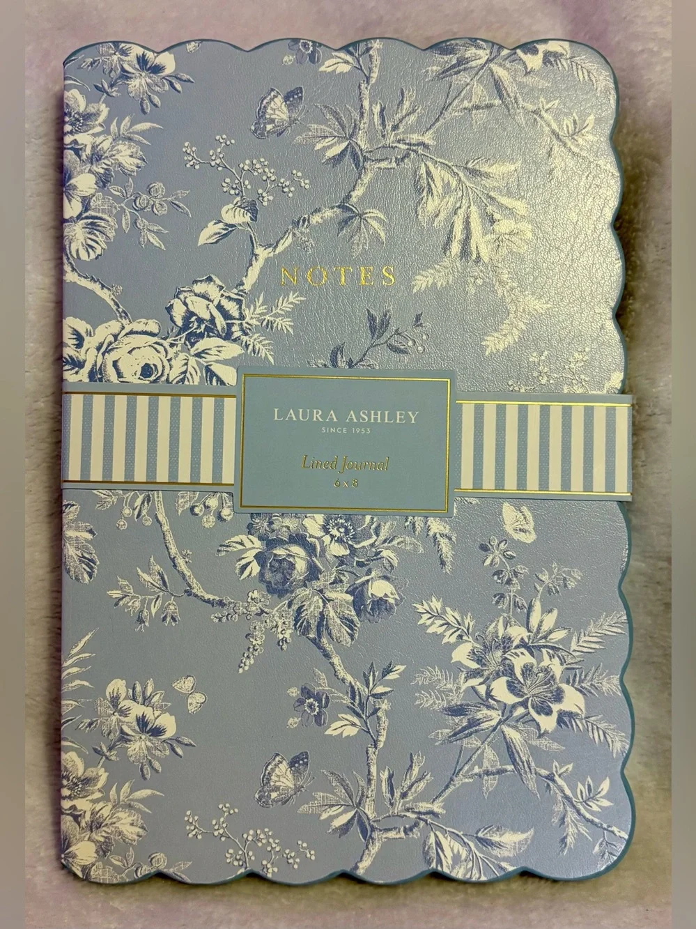 Laura Ashley Light Blue Floral Lined Journal with Gold Accents